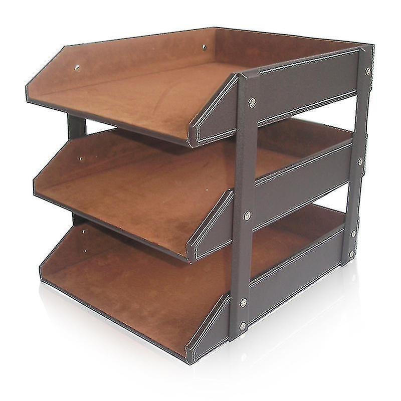 Leather Desk Organizer,Tier Stackable Document Tray