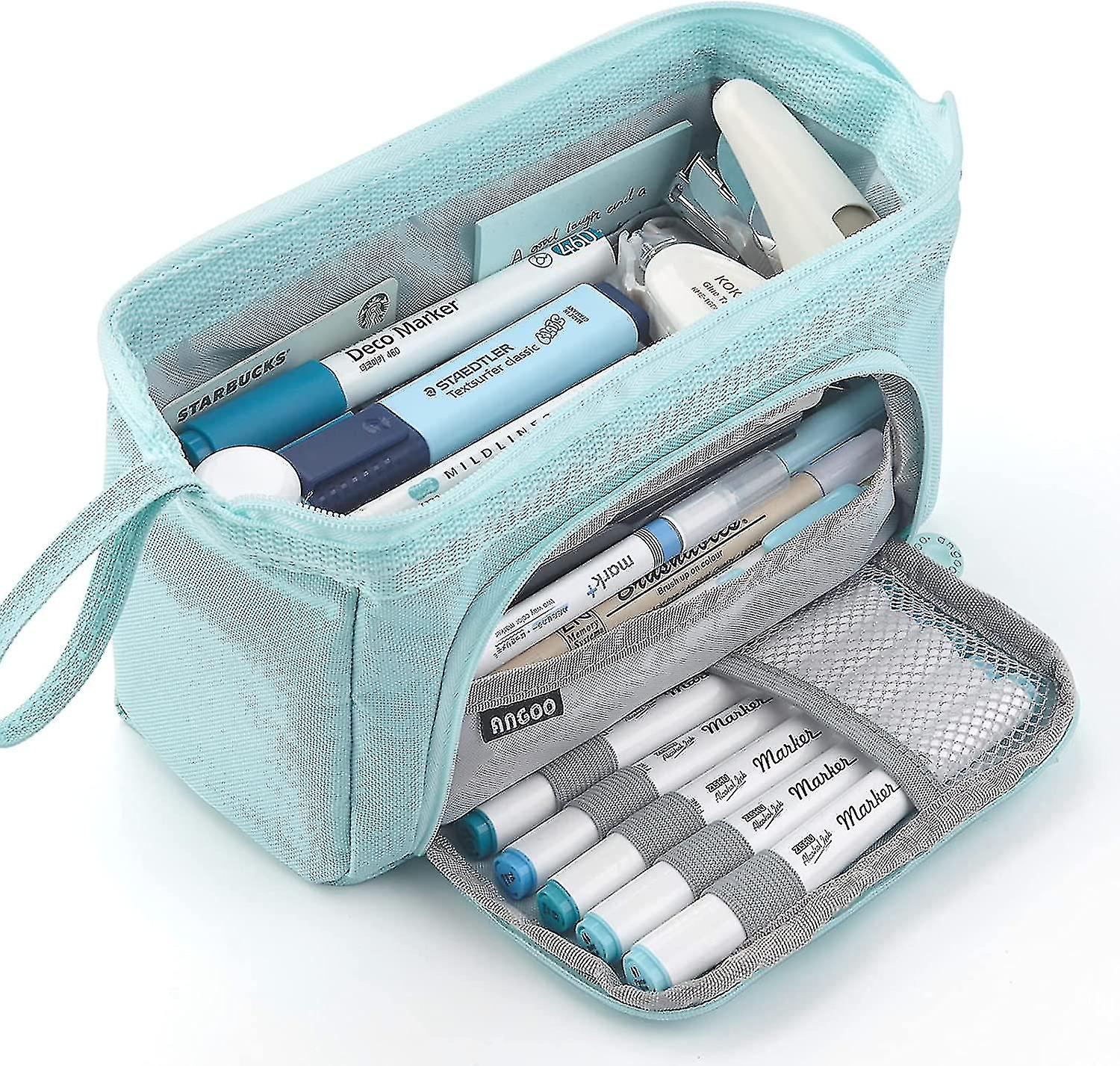 鉛筆ケース大容量鉛筆ポーチハンドヘルドペンバッグ化粧品ポータブルギフト オフィススクールティーン女の子男の子女性大人大人(緑)