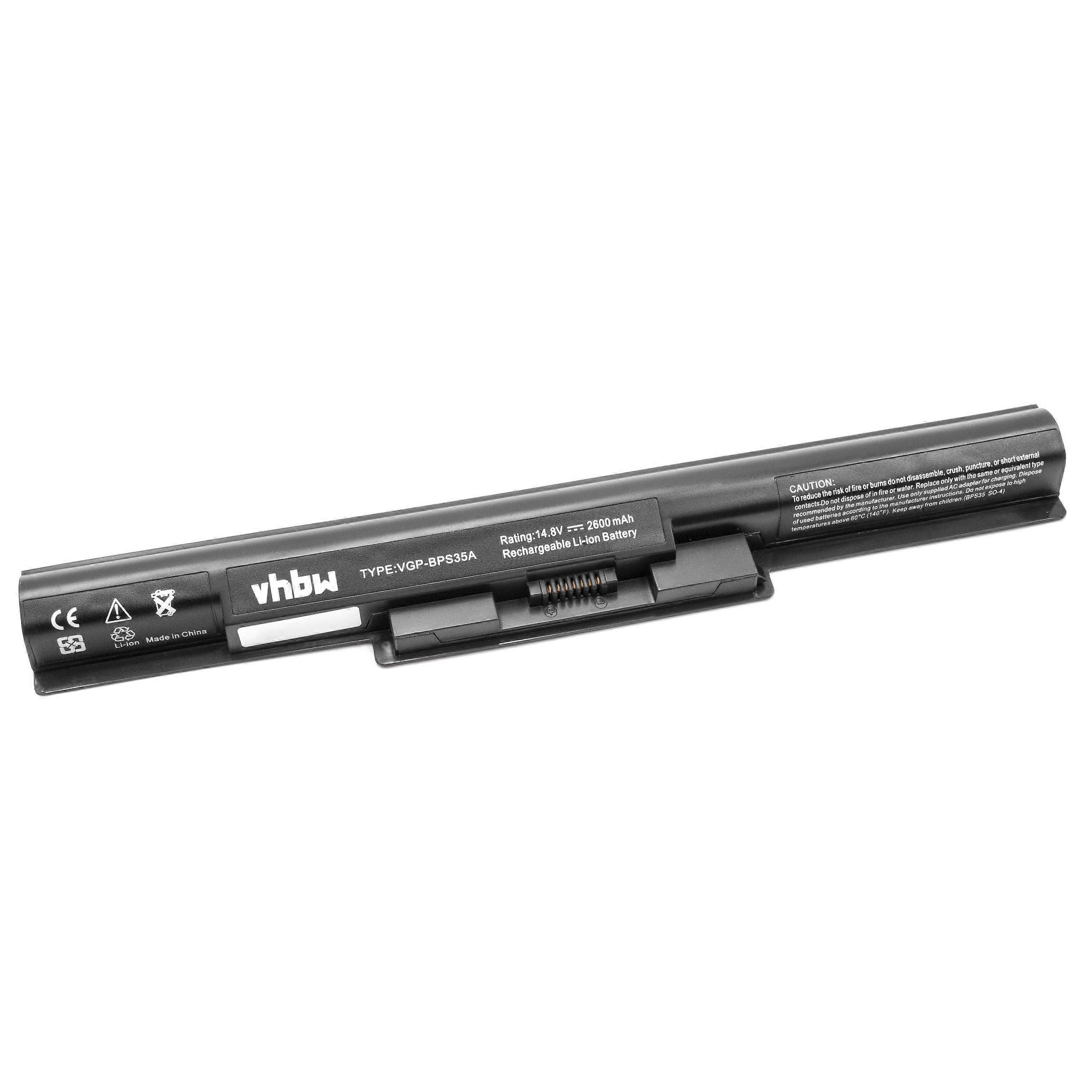 Batterie vhbw compatible avec les ordinateurs portables Sony Vaio SVF1532C5E2, SVF1532C5E3, SVF1532C5E5, SVF1532CCXB, SVF1532CCXW SVF1532C4E (2600 mAh, 14,8 V, Li-Ion)