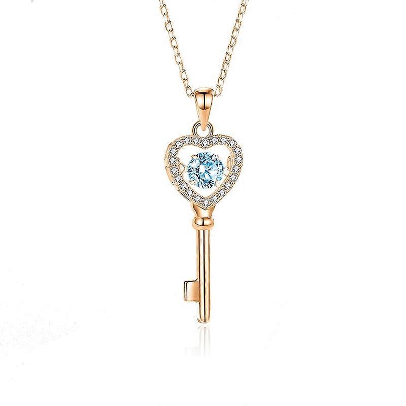 Necklace-Dancing Key Heart-Zircon 