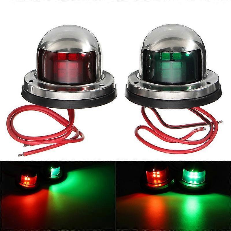 2pcs 12V Stainless Steel Red & Green Bow LED Navigation Lights - Boat Marine Indicator Spot Light & Marine Boat Yacht Sailing Signal & Warning Light