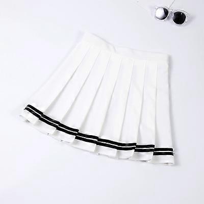 S-xxl Quatre Couleurs Taille Haute A-line Femmes Rayées Coudre Marin Jupe Plissée Taille Élastique Douce Filles Danse Jupe