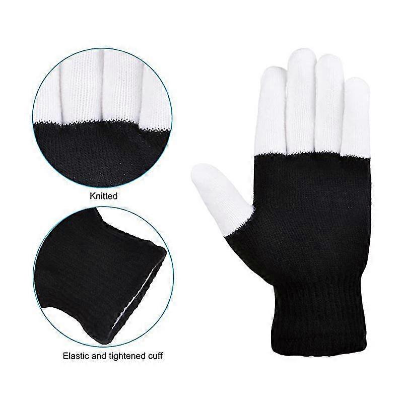 Jianghuo Led Flashing Rave Gloves Finger Light Gloves With Multi Modes,Colorful Light Up Warm Gloves For Zoom Themed Night Party Festivals Halloween
