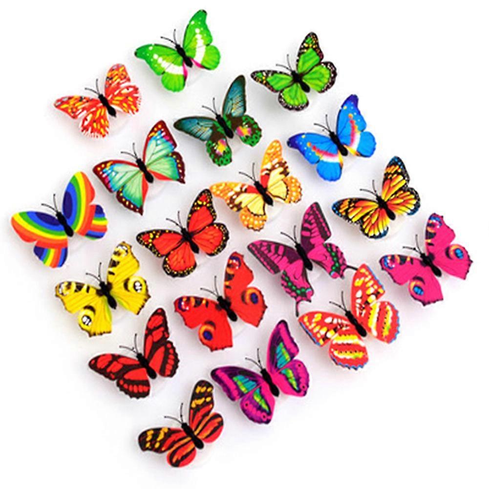 LED Butterfly Decoration Night Light Sticker Single and Double Wall Light for Garden Backyard Lawn Festive 36Pcs