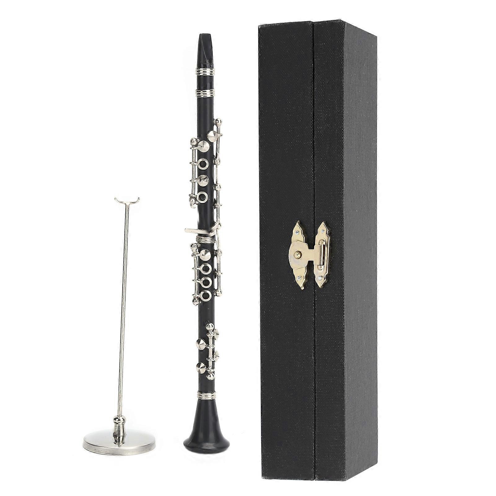 Mini Flute Model with Base Miniature Musical Instrument Ornaments Craft Collection