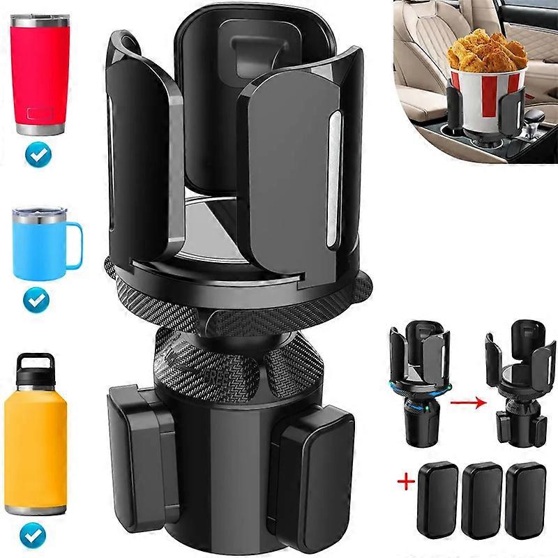 Car Cup Holder Expander, Adjustable Auto Drink With Rubber Hold Black