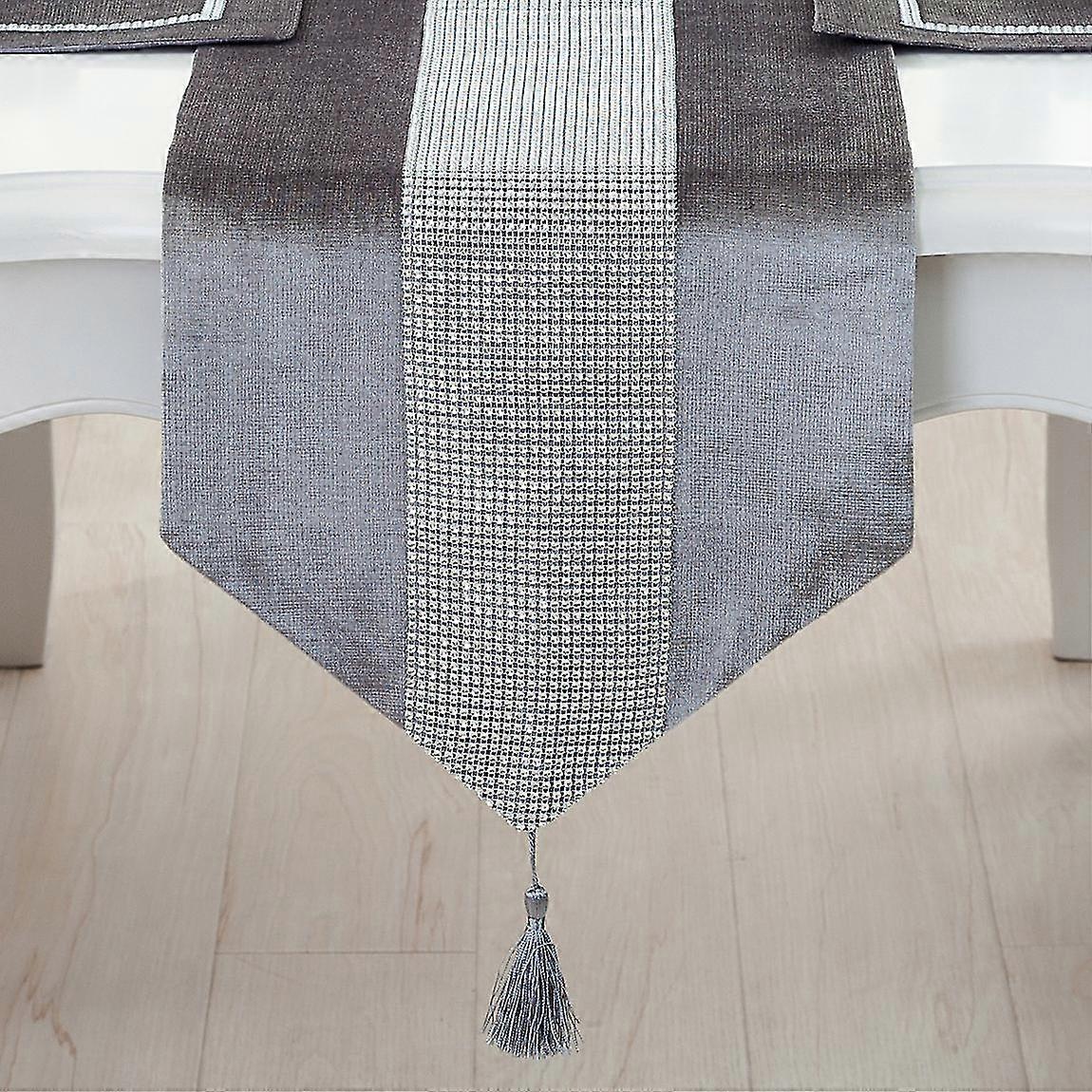 Sequin Rhinestone Diamond Table Runner (13" X 82", Grey)