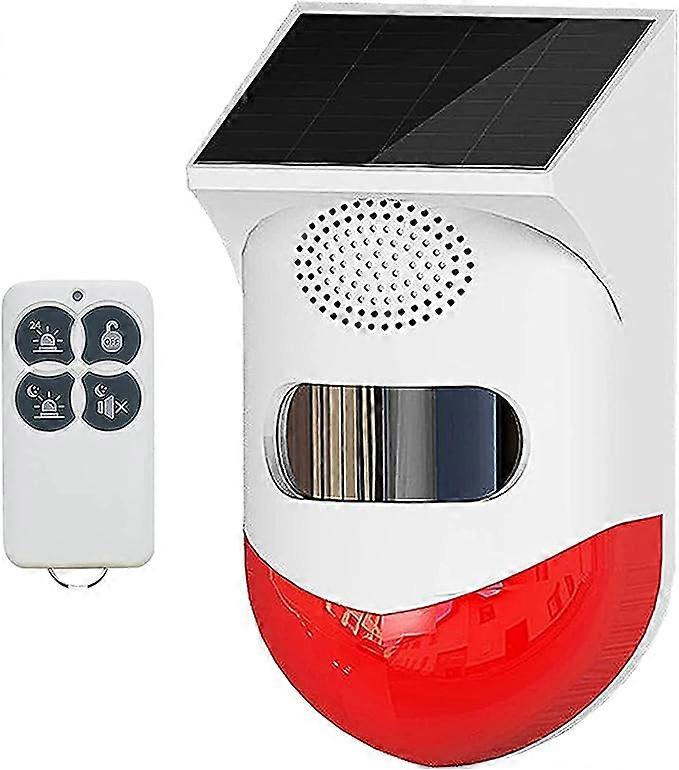 Solar Motion Sensor, Solar Alarm Light, Solar Powered Sound Alarm, Outdoor Solar Light Alarm Device 120 dB Security Alarm with Remote Control