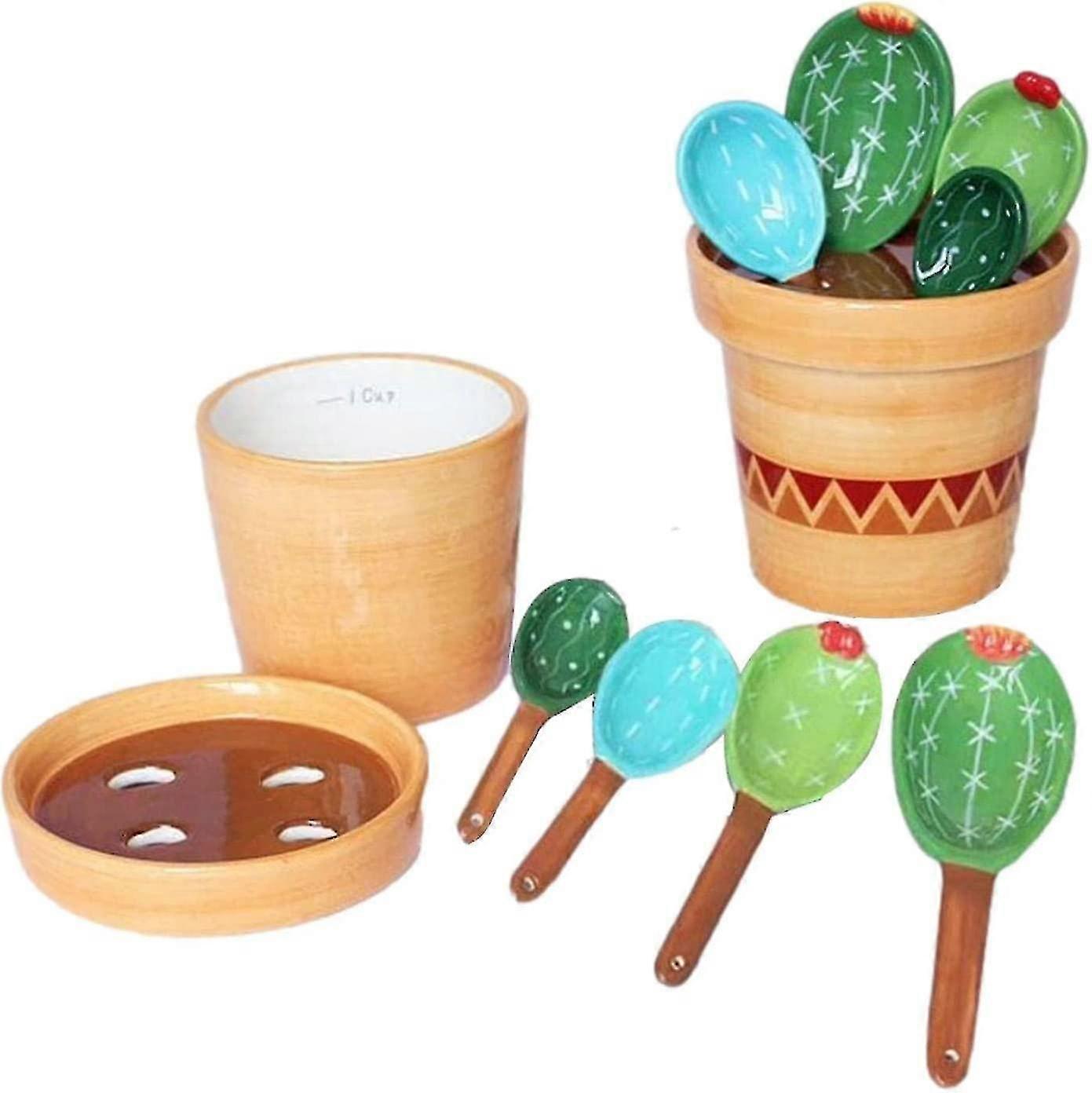Potted Cactus Measuring Spoon Set | Small Cute Cactus Shape Spoons | Cute Measuring Spoons Set