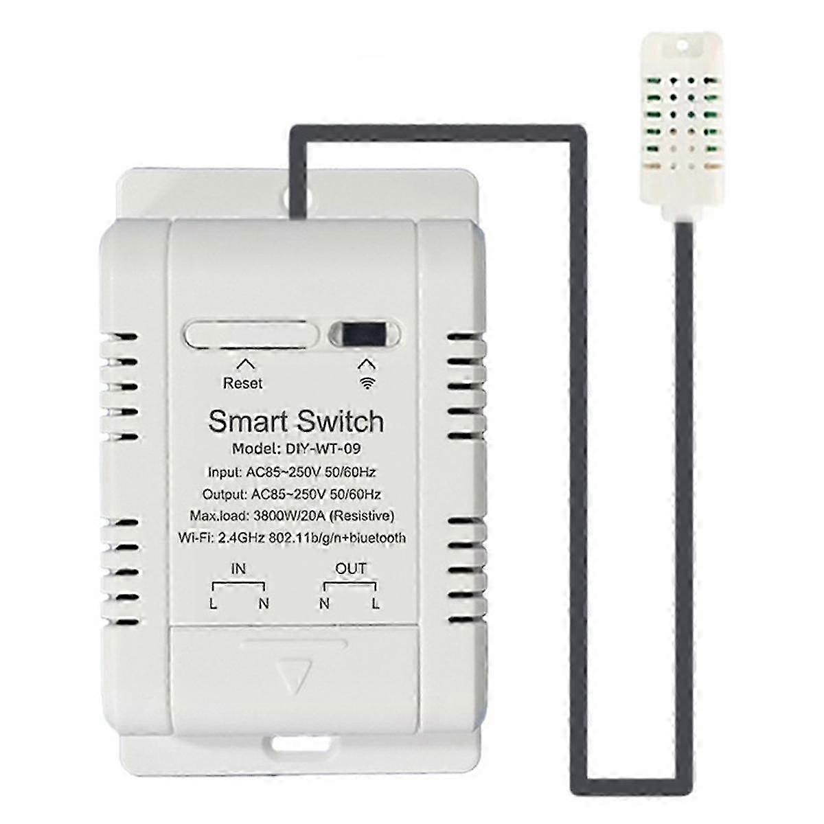 Wifi Temperature Humidity Switch 20a Temperature Humidity Monitor With Sensor Probe For Greenhouse