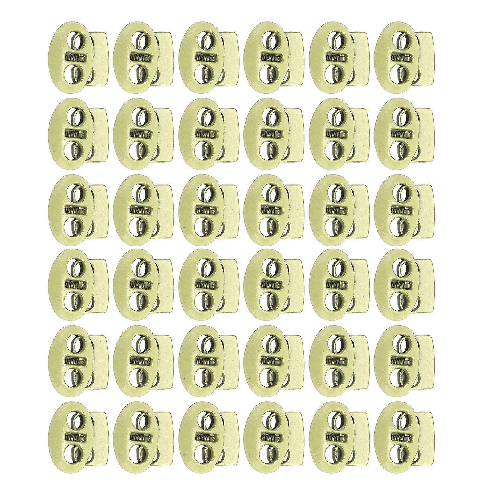 30pcs Spring Cord Lock Multipurpose Double Hole Spring Toggle Stopper for Shoelace Drawstrings Paracord Bags Clothing Green