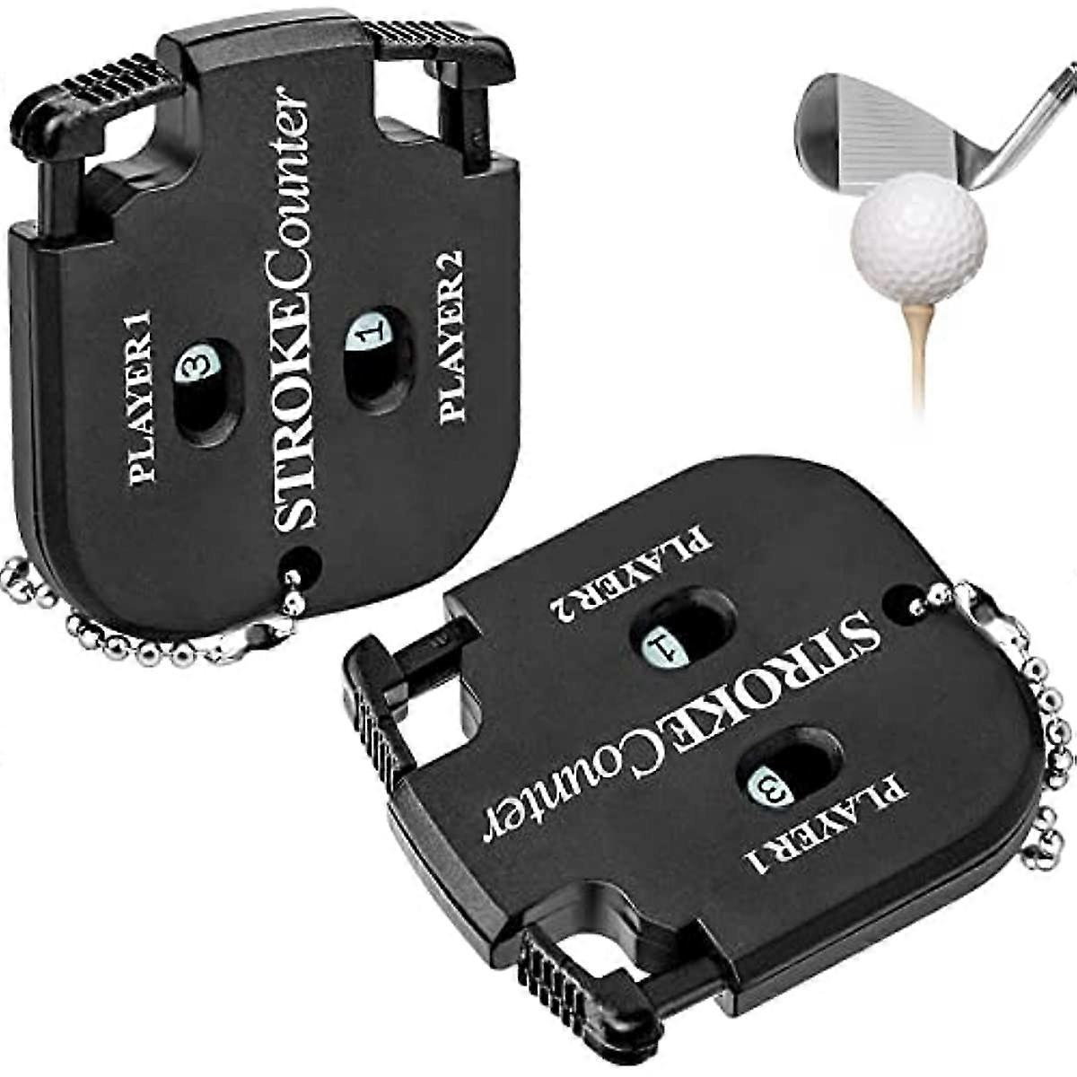 2 Pcs Golf Score Indicator 2 Player Stroke Counter Portable Mini Golf Shot Counter with Key Chain for Golf Game Scorekeeper