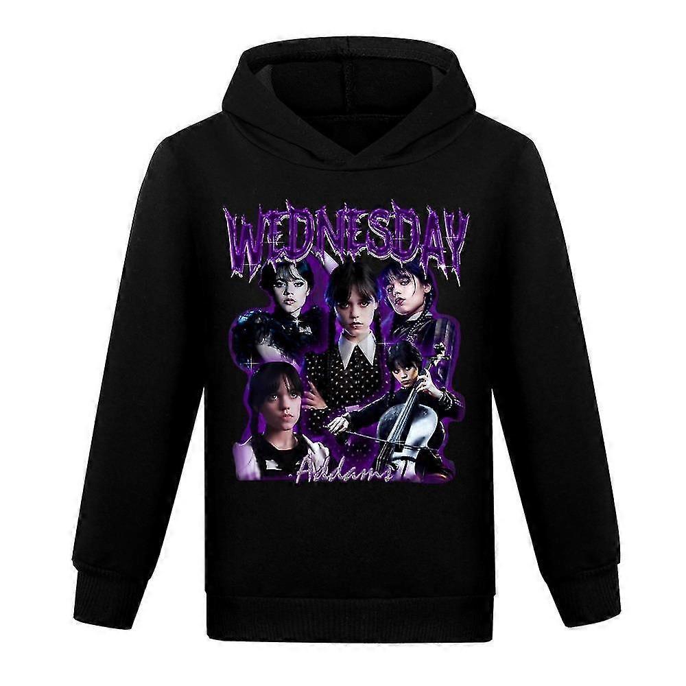 Crianças Meninos Meninas Quarta-feira Addams A Família Addams Print Moletom com Capuz Jumper Manga Longa Solto Moletom com Capuz Tops Outono Inverno -NMAOV