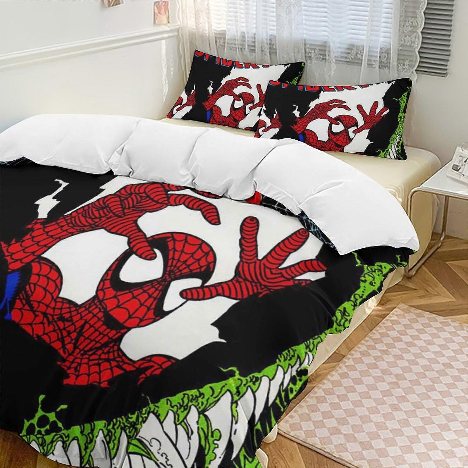 v285 Spider-Man 3-Piece Twin Bed Set - Includes 1 Single Quilt And 2 Pillow Cases Bedding - Fade Resistant Microfiber - Spider io285