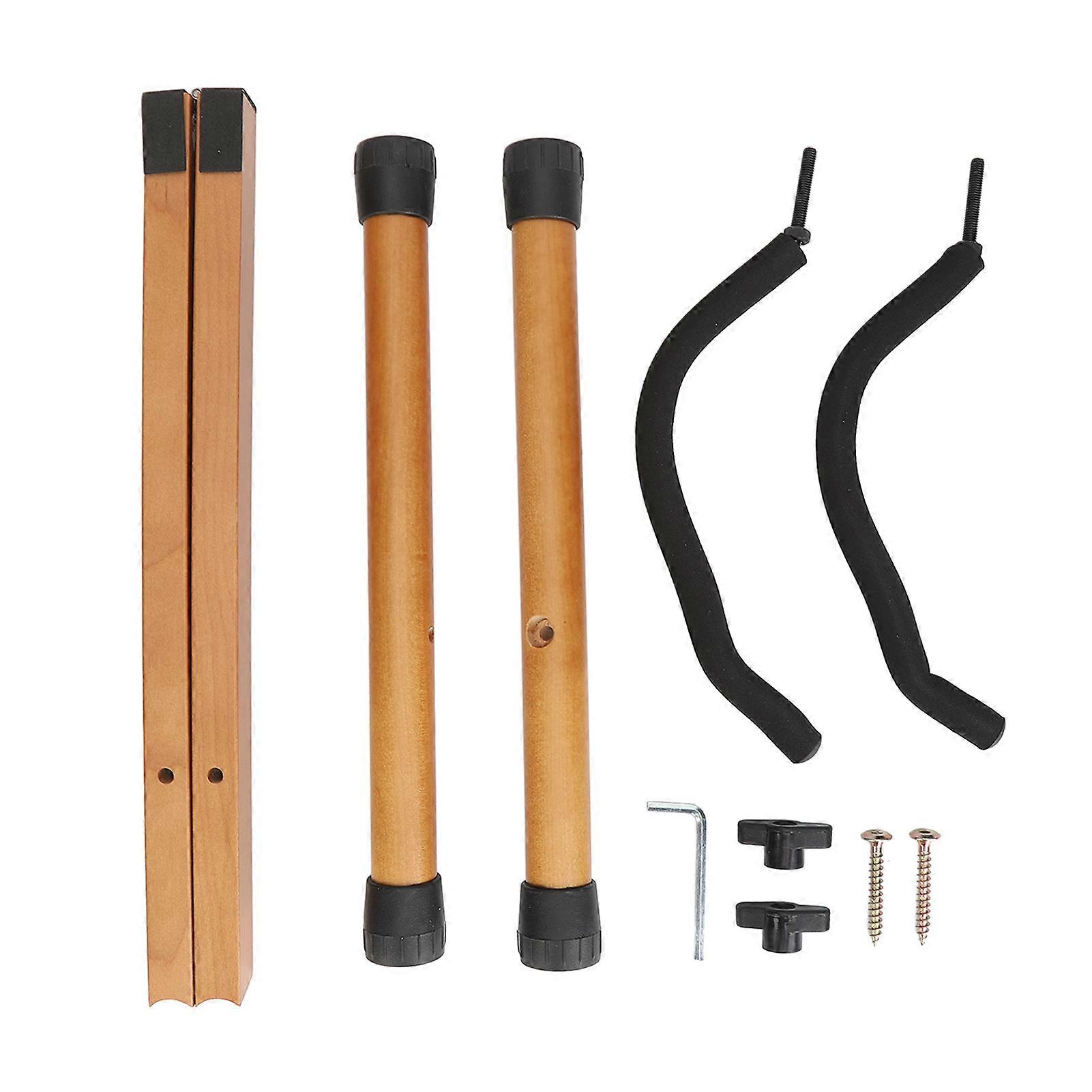 Beech Wood Guitar Stand Folding Adjustable Portable Wooden Acoustic Guitar Stand for Mandolin Dark Wood Grain