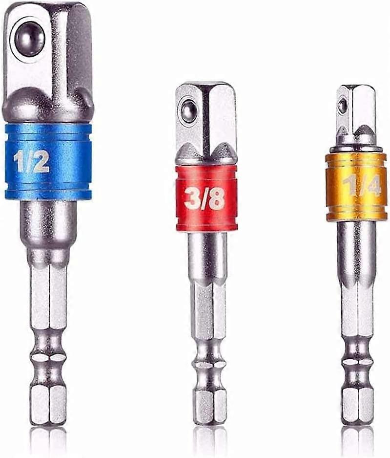 1/4" 3/8" 1/2" Hex Shank Socket Adapter Extended Impact Electric Drill Bit Tool(D01-3)