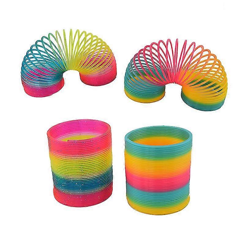 Colorful Rainbow Circle Folding Plastic Magic Spring Coil Children Toys