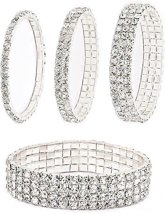 4PCS Multicolor Rhinestone Stackable Bracelet