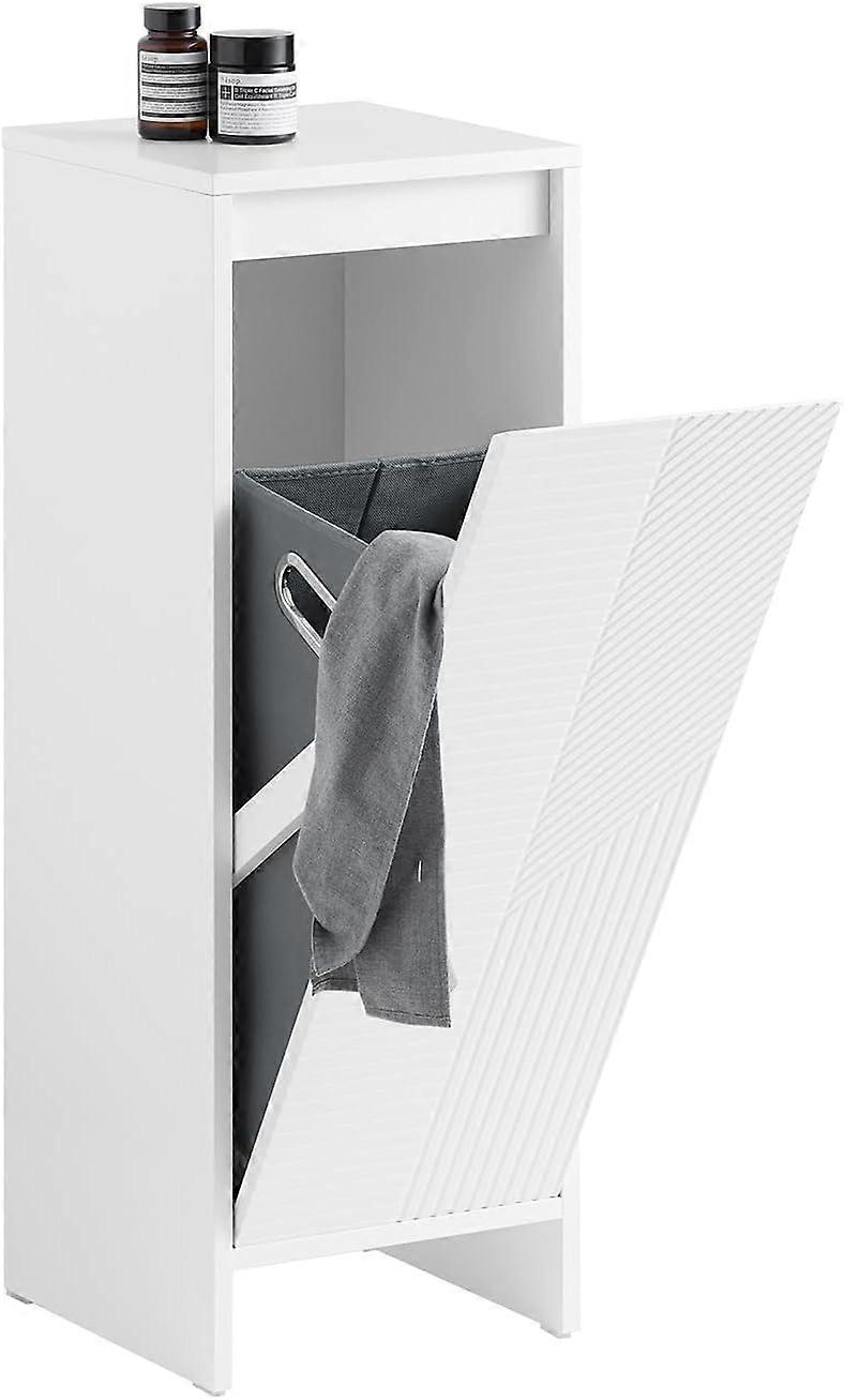 SoBuy BZR154-W, Ντουλάπι Πλυντηρίου Ντουλάπι Αποθήκευσης Μπάνιου με Αφαιρούμενο Καλάθι Υφασμάτινου για Αποθήκευση Βρώμικων Ρούχων