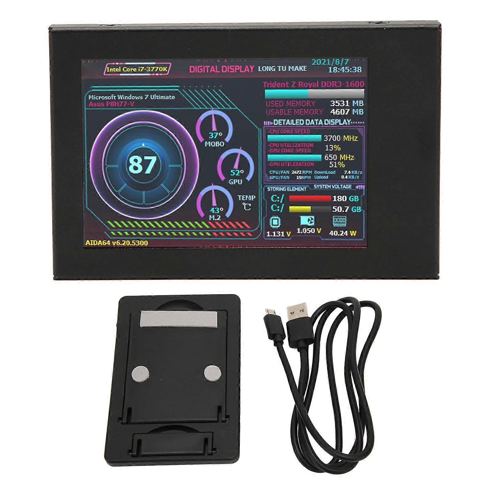 3,5-palcový monitor teploty počítača IPS USB mini obrazovka AIDA64 PC CPU RAM Dátový monitor PC senzorový panel Dynamický displej YEMMA