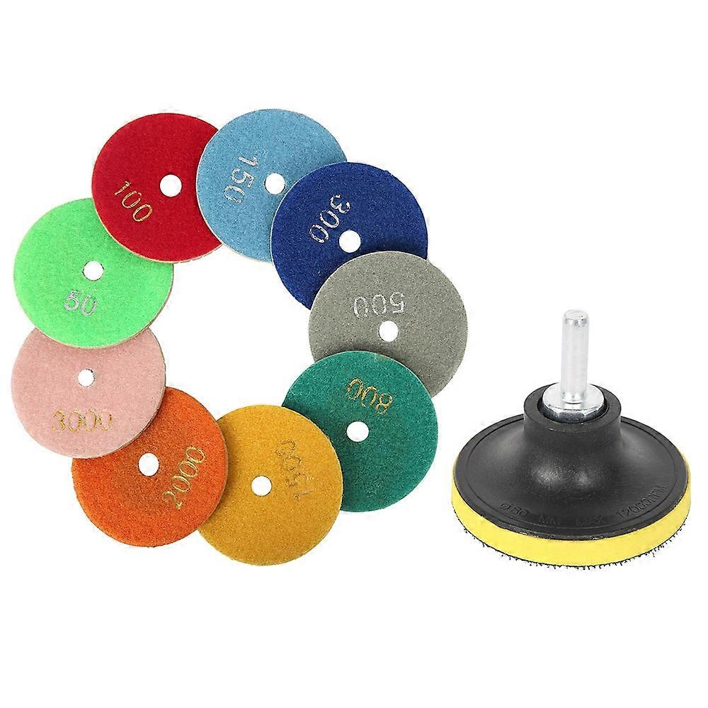 11Pcs 3 Inch 80mm Diamond Polishing Pads Kit Wet/Dry for Granite Stone Concrete Marble Polishing Us
