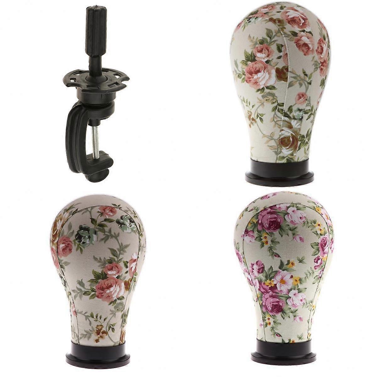 3pcs Cork Canvas Block Mannequin Model Head Wigs Making Display w/ Clamp