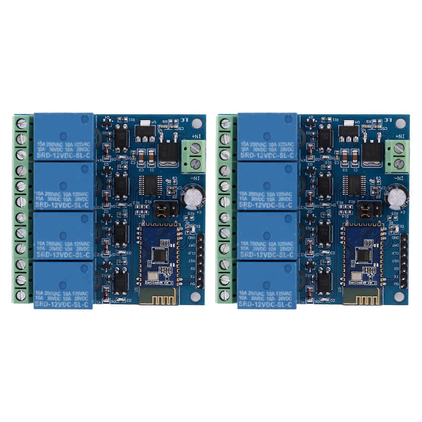 2X 12V 4CH Remote Control Switch Bluetooth Relay Module for Android Mobile Motor LED Light DIY Elec
