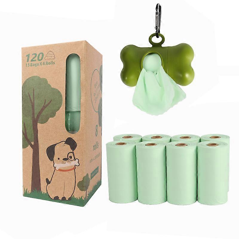 1 roll of 120 bages Poop Bags for Dog WasteExtra Thick Strong 100% Leak Proof Biodegradable Dog Waste Bags (Green)