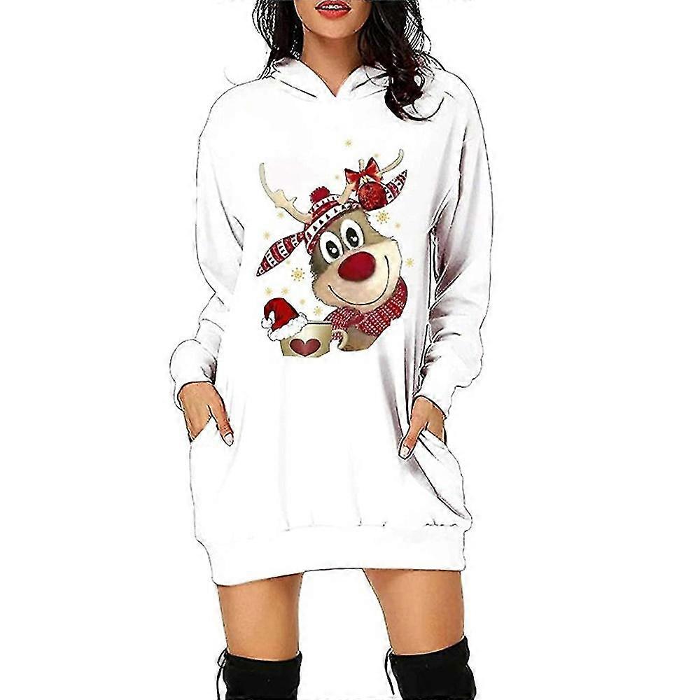 Robe à capuche de Noël Femmes Sweat-shirt à capuche Pullover Mini