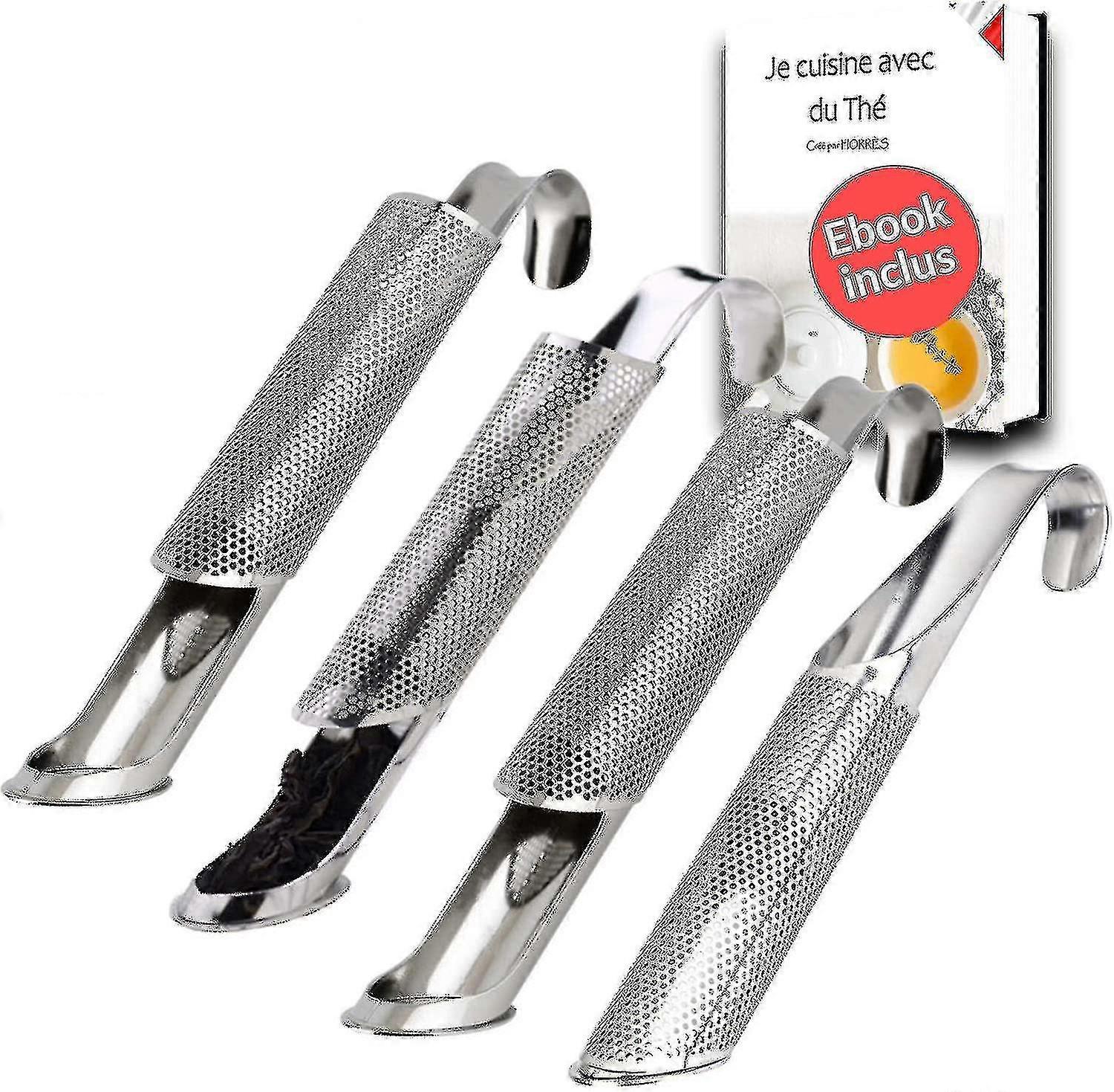 4 stk rustfrit stål Te Infusers med finmasket filter | Pipe Diffusor til Krus Cup Thermos, rustfrit tilbehør til urtete Infusion Herb Bulk