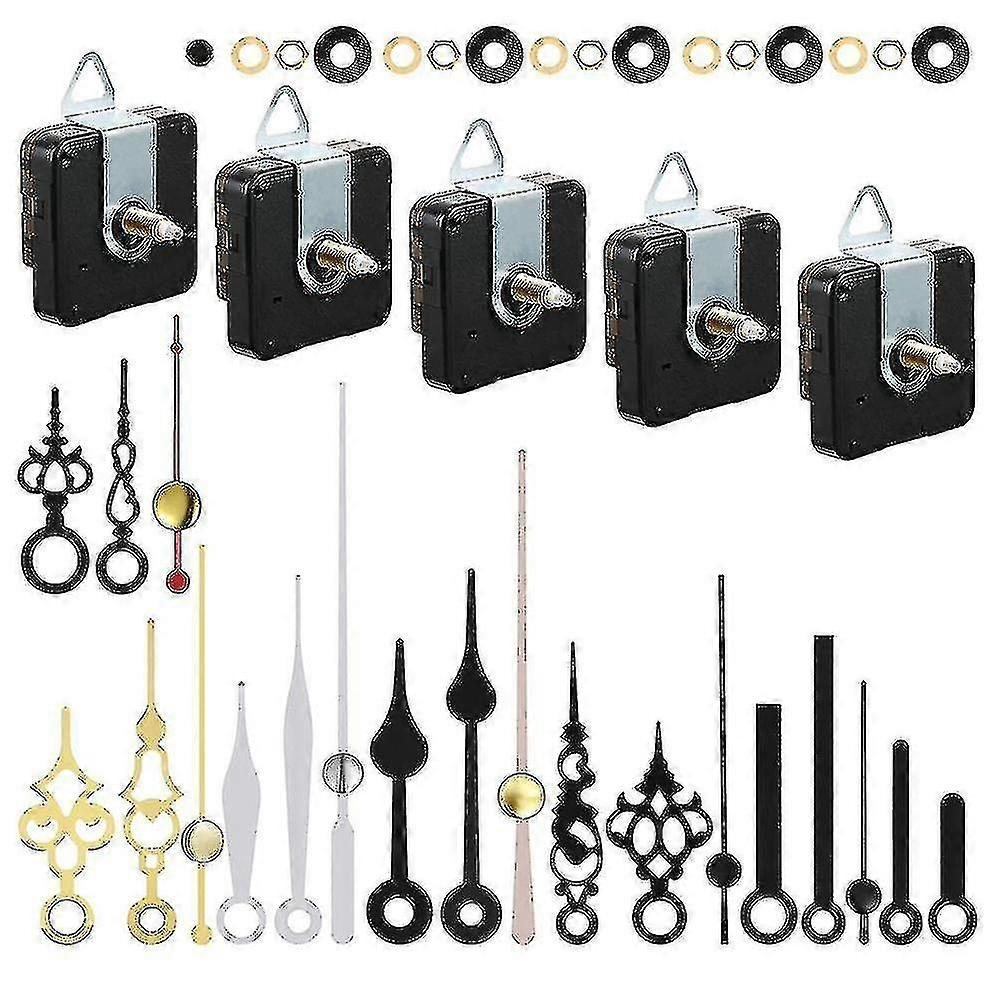 5 Pcs Clock Movement Mechanism Parts Silence Quartz Diy Wall Clock With 7 Different Pairs Clock Hands Replacement Kit (haoyi