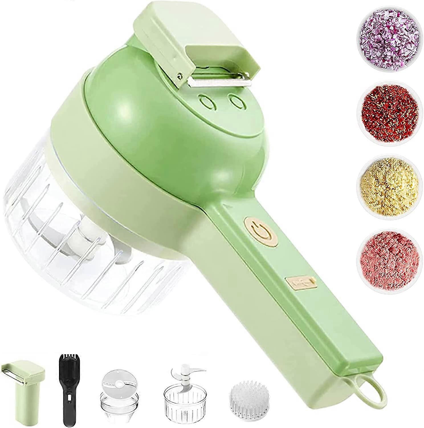 TORBYU 4 in 1 Handheld Electric Vegetable Cutter Set Vegetable Chopper Mini Food Slicer and Chopper for Garlic Pepper Chili Onion Celery Ginger Meat
