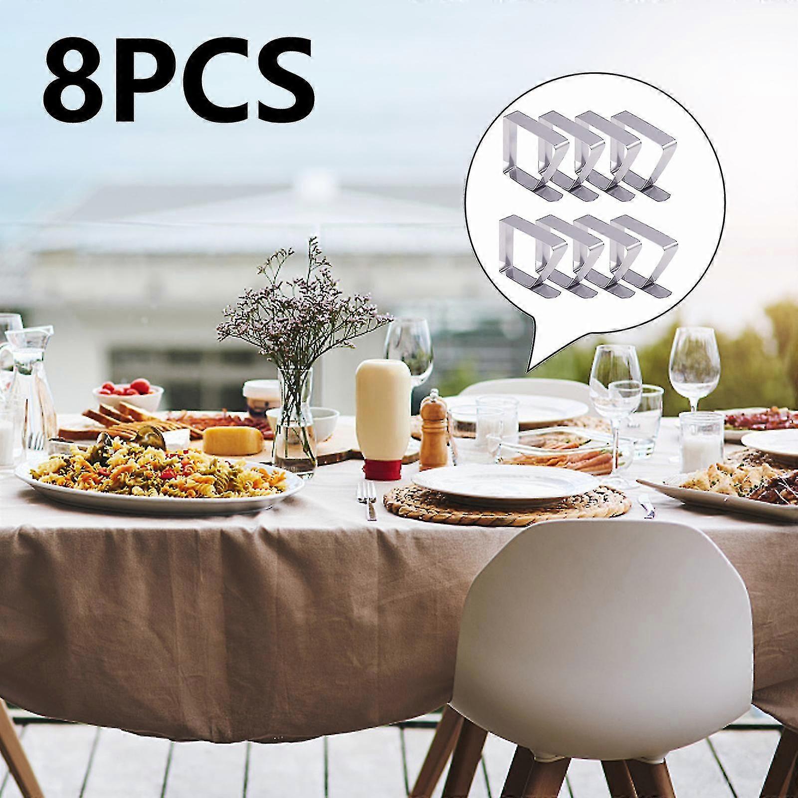 8 Pieces Tablecloth Clips Stainless Steel - Silver