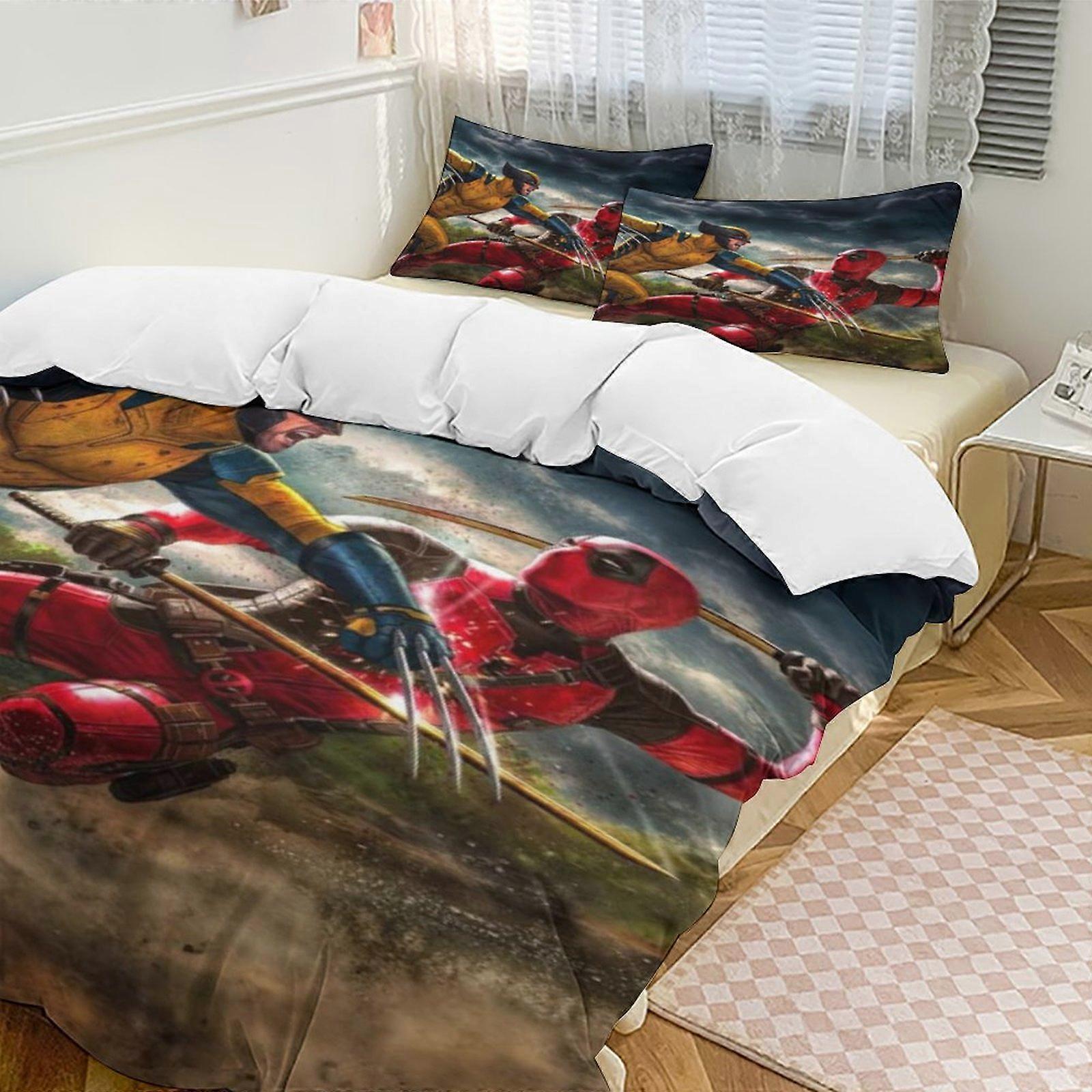 Bedding set Gs78 Deadpool Down Duvet Cover Microfiber Bedding Set Lightweight 3-Piece SetLightweight and comfortable SH78