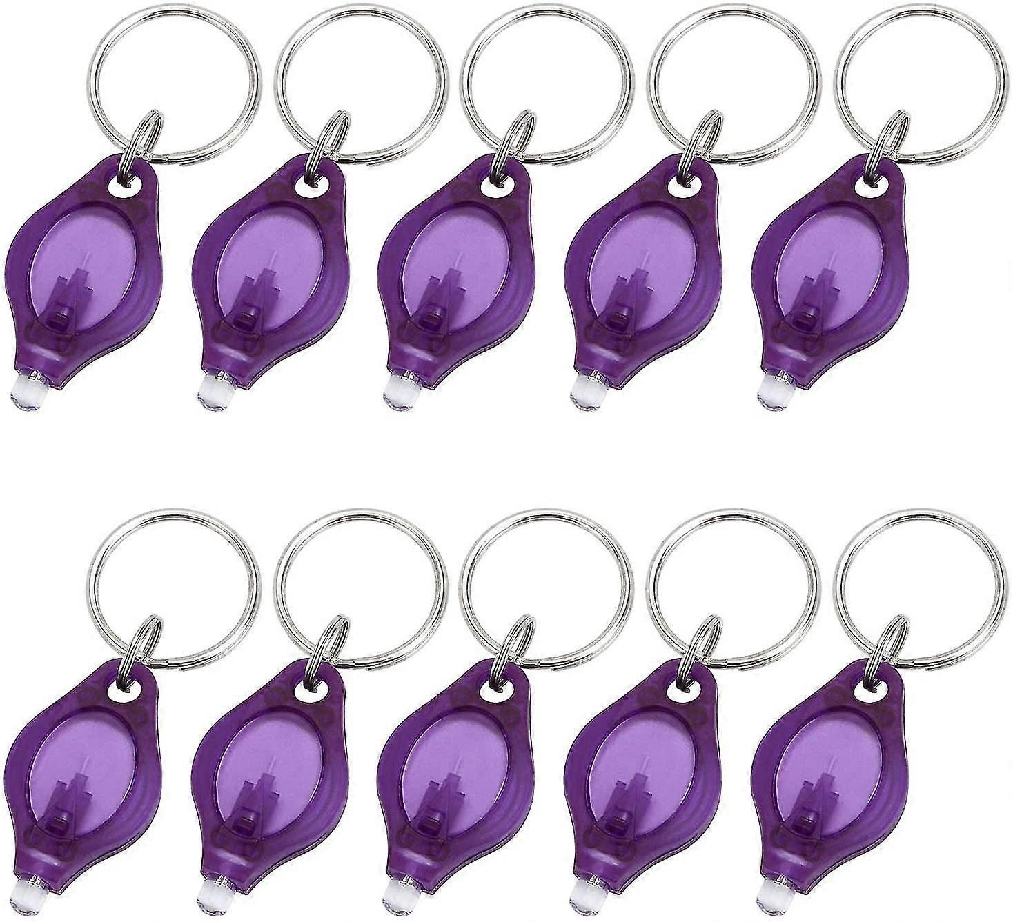 12pcs Uv Light Mini Led Keychain Torch Torch Key Ring Lights Passport Id Checker Purple