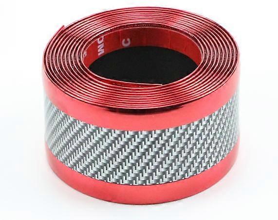 Red Car Door Sill Scuff Plate Protector Sticker Carbon Fiber Accessories 5CM