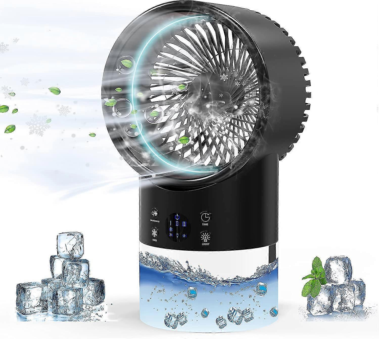 Portable Air Conditioner,4 In 1 Air Cooler Air Conditioner, 2 Timers,3 Speeds With 7 Led Colors (black)