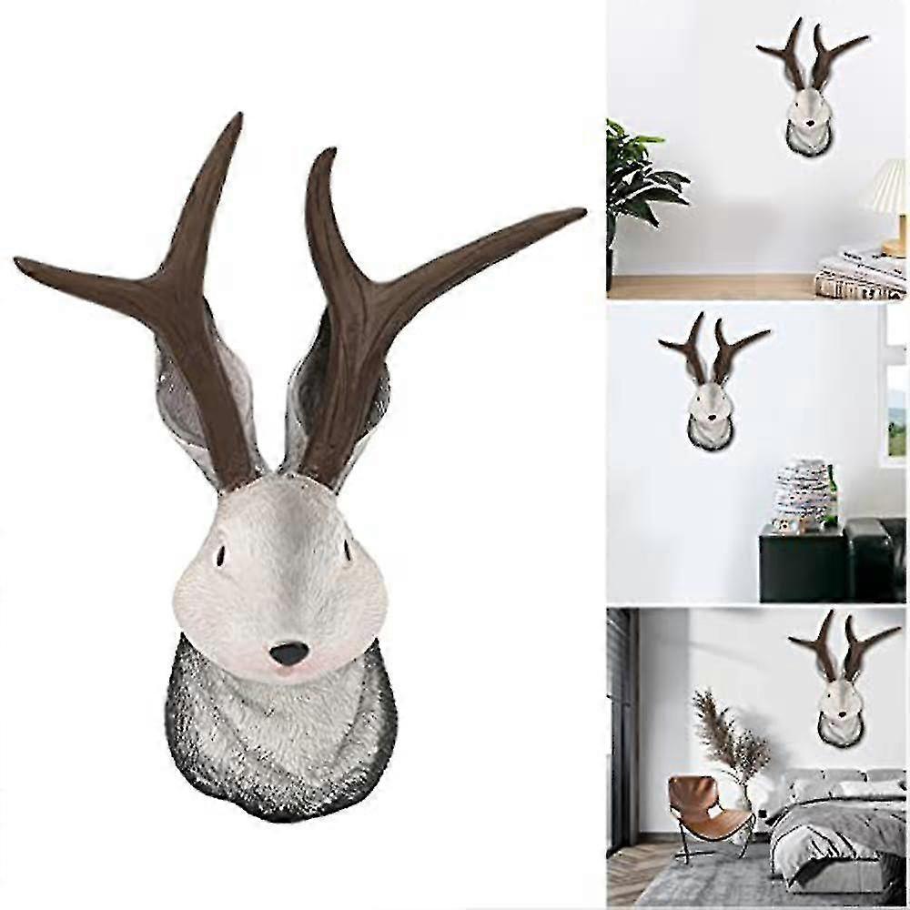 Simulation Animal Head Specimen Easter Antlers Bunny Rabbit Wall Decoration