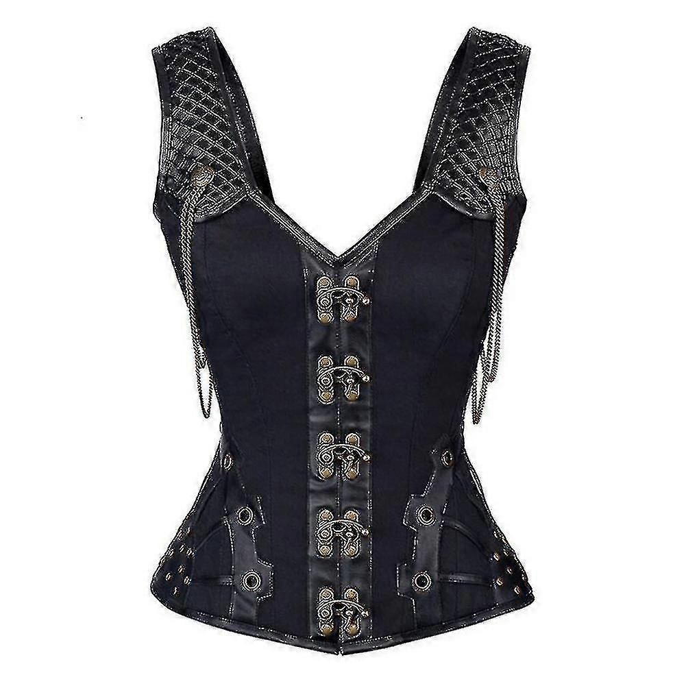 Gothic Retro Vintage Gobelin Steampunk fűző lánccal & Öv Halloween Jelmez Top