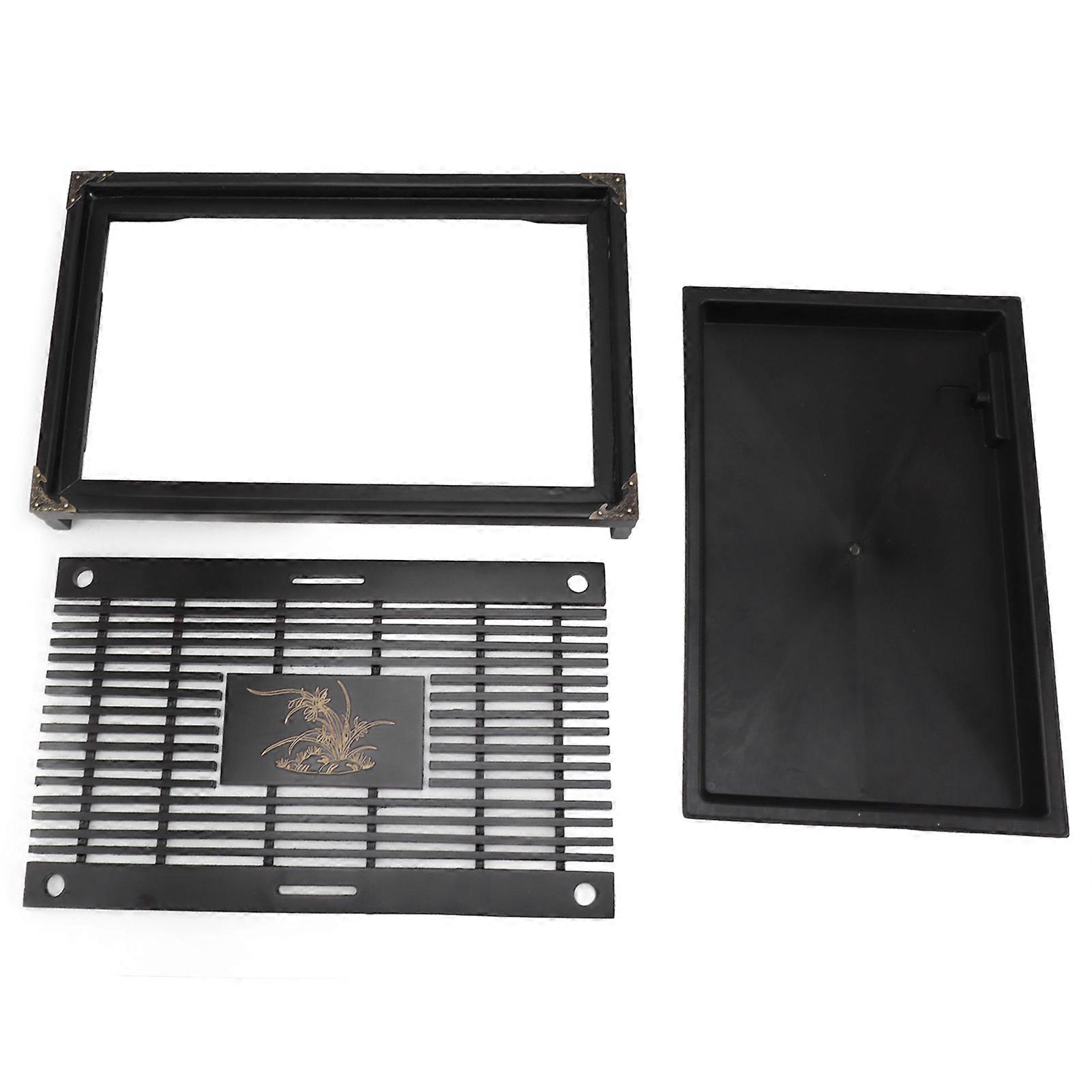 Black Gongfu Tea Tray with Water Storage and Drainage - Home Office Decor Serving Tray