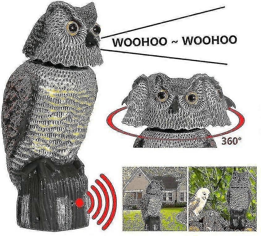 الطيور فزاعة البومة 360 تدوير الرأس لتخويف الطيور أصوات واقعية فظيعة والظل وهمية البومة الحشرات رادع في الهواء الطلق ديكور Ns2