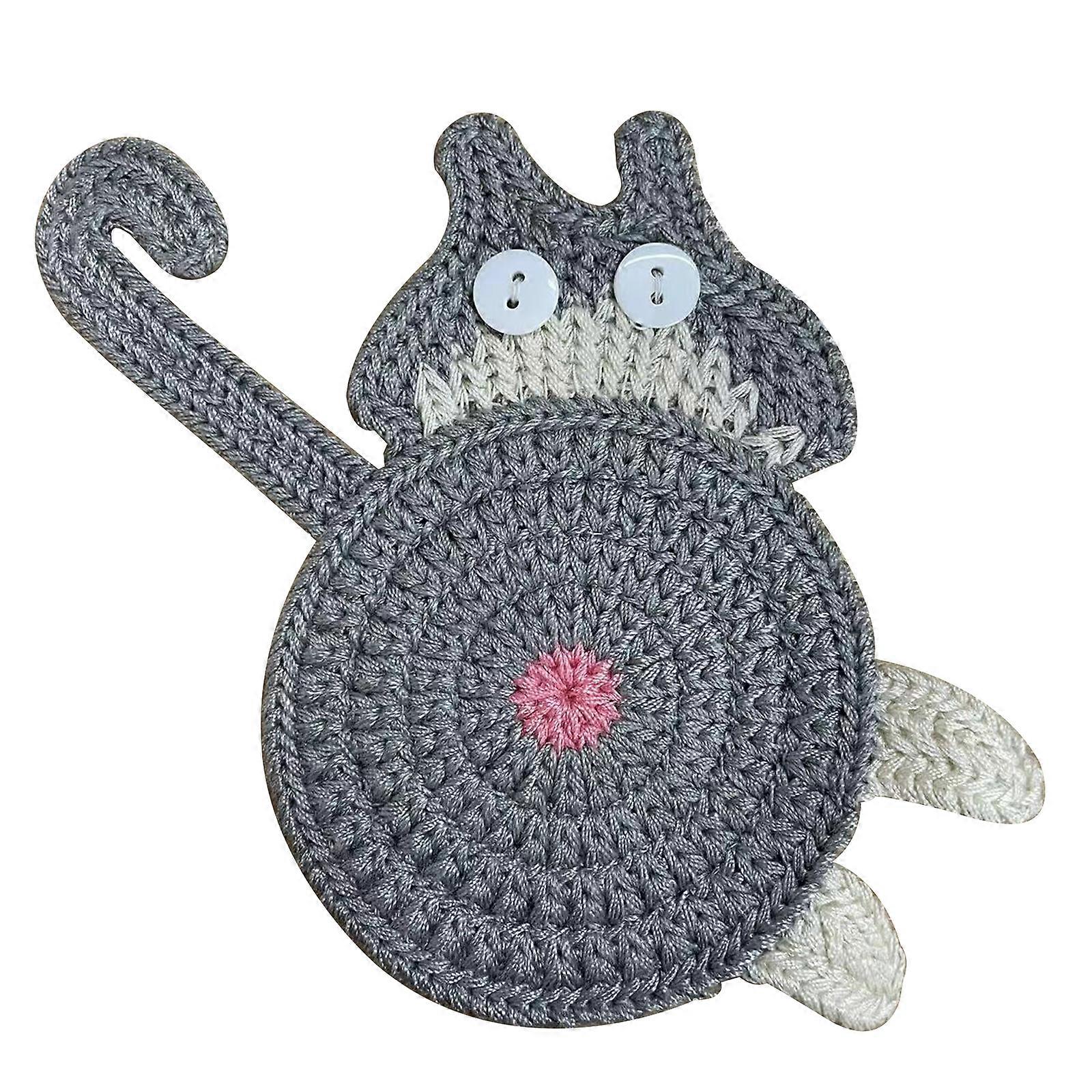 ドリンクホルダー用コースター猫バットカップマットパッド手作りニットクッションファミリー、100%新、100%新