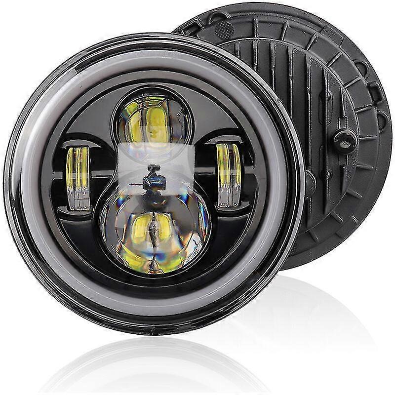 Motorrad-Autoscheinwerfer 12 V 24 V 7-Zoll-Rund-Led-Fernscheinwerfer, Passend Fr 7-Zoll-Jeep Wrangler, Retro-Blinker, Modell: Schwarz 16 - Modell: S