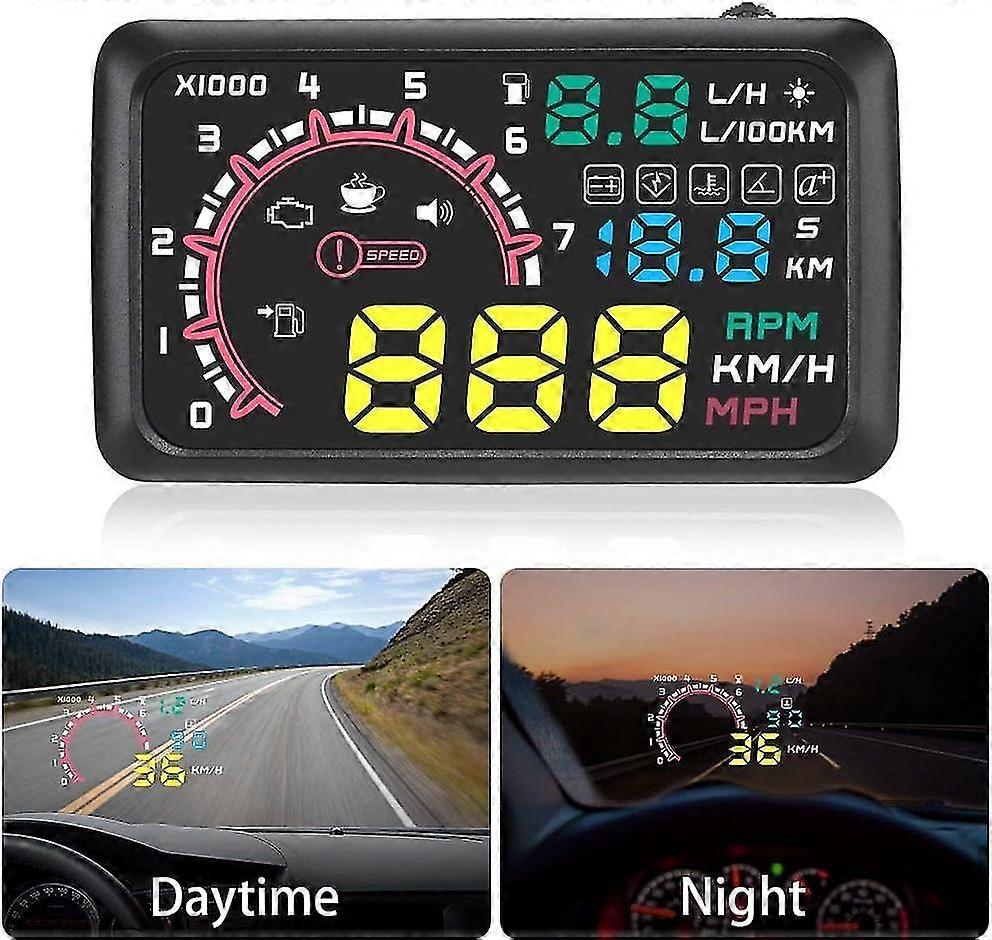 55 Inch Hud Speeding Warning System  MultiFunction Car Windshield Projector with OBD2