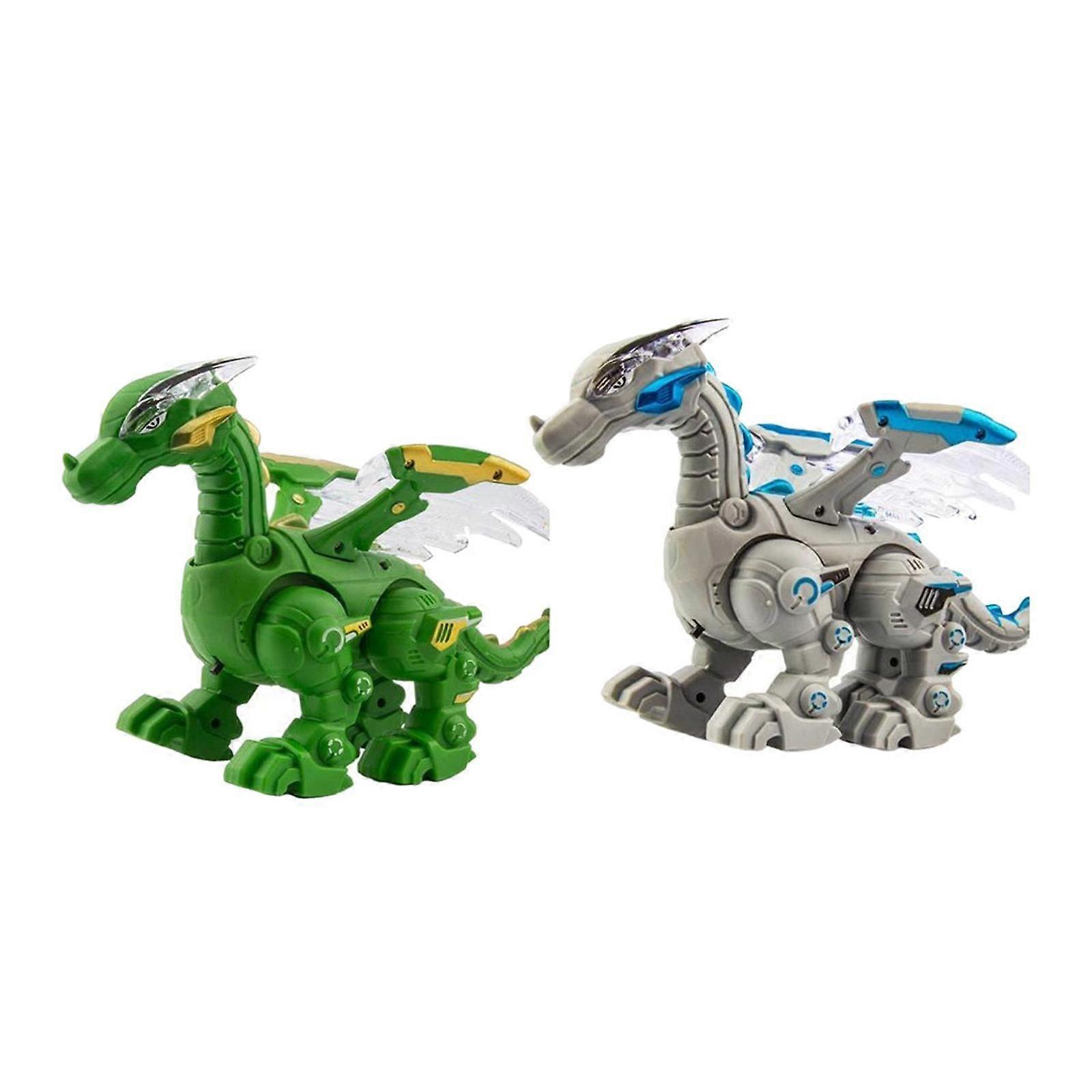 2pcsリモコンウォーキング恐竜音楽咆哮カラフルな光リモート恐竜のおもちゃ女の子の男の子