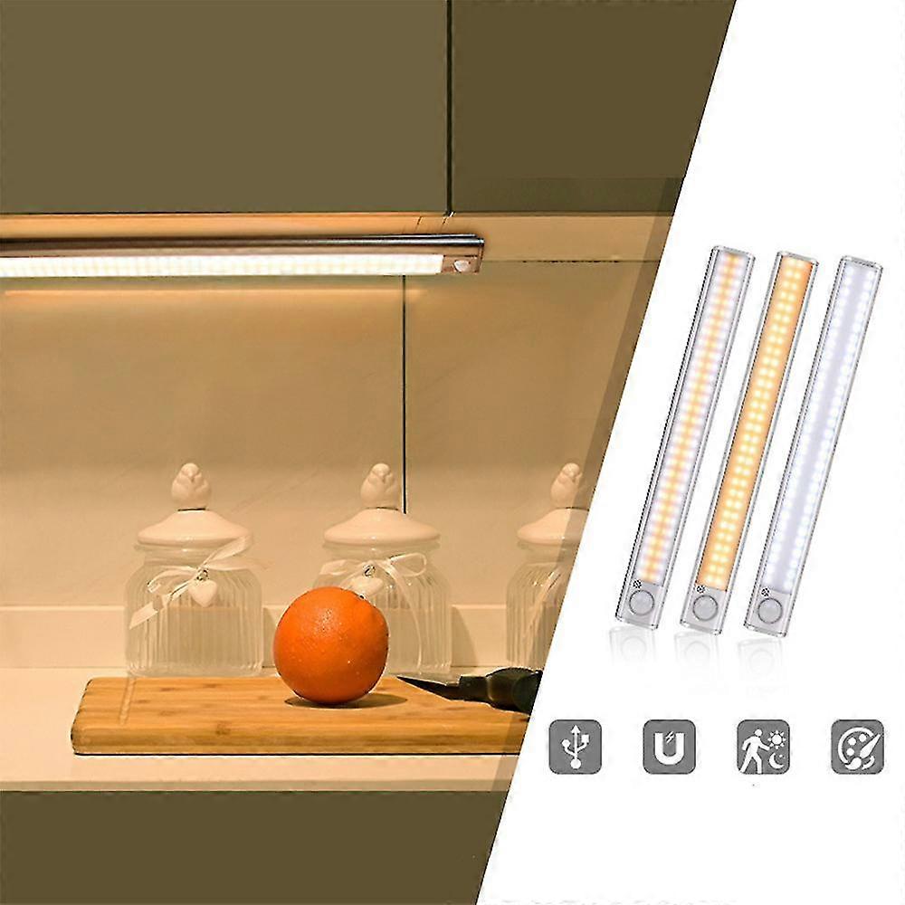 Wireless 80 Led Stair Light Strip Pir Motion Sensor Cabinet Lamp Usb Rechargeable