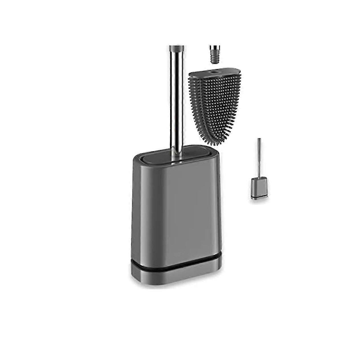 Premium Silikon WC-Bürste - Grau - WC-Bürstenhalter mit Wandmontage &; Turbo-Trocknung