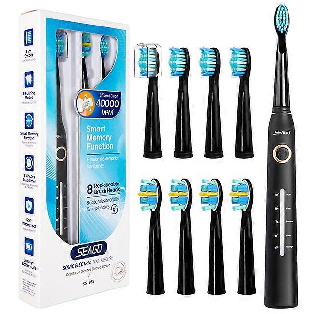 Seago Electric Toothbrush Sonic Toothbrush 30 Days Long Battery Life 2 Minutes Smart Timer 5 Modes with 8 Replacement Brush HeadToothbrushes