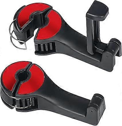 2-piece lock buckle car hook (red), 2-piece set of car headrest hooks with telephone bracket, used for 2-in-1 car seat hidden hooks in luggage and gro