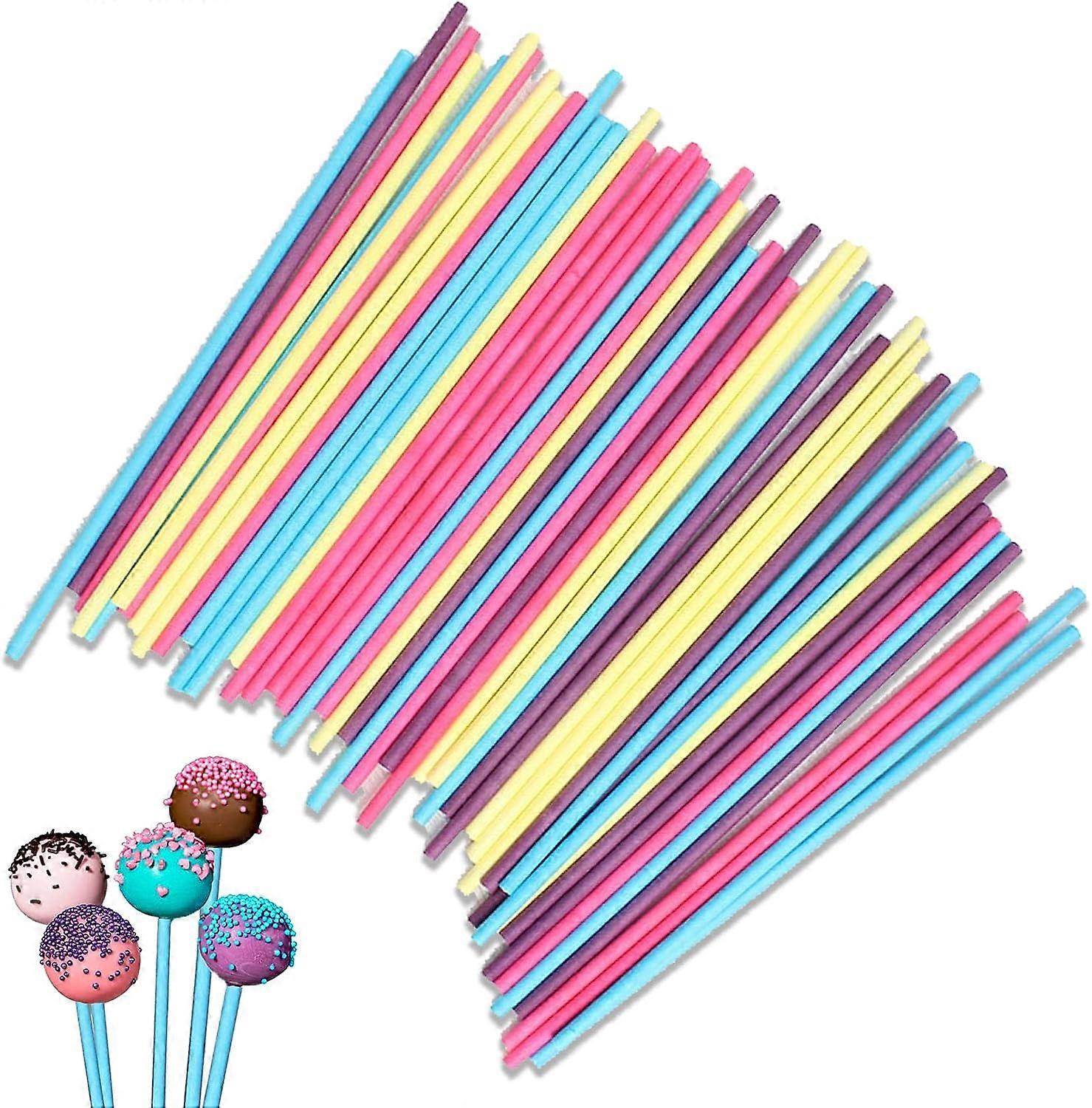 Set of 50 Sticks for Lollipops and Cake Pops, Paper Sticks for Sweets, Pastries, Cookies, Candies